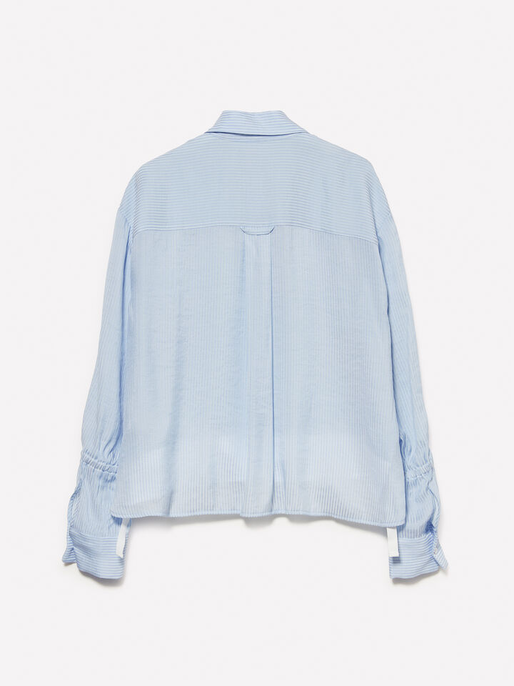 Camicia cropped azzurra a righe - camicie da donna - Azzurro | Sisley image number 6